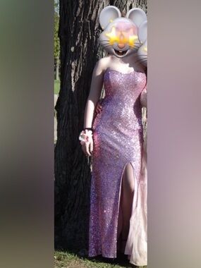 Strapless Sequin Prom Dress With Side Slit Sz 7/8